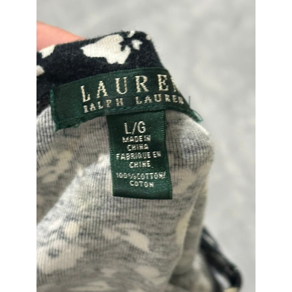 Lauren Ralph Lauren Floral Print Boatneck Top Petite‎ Short Sleeve - L - Picture 7 of 7